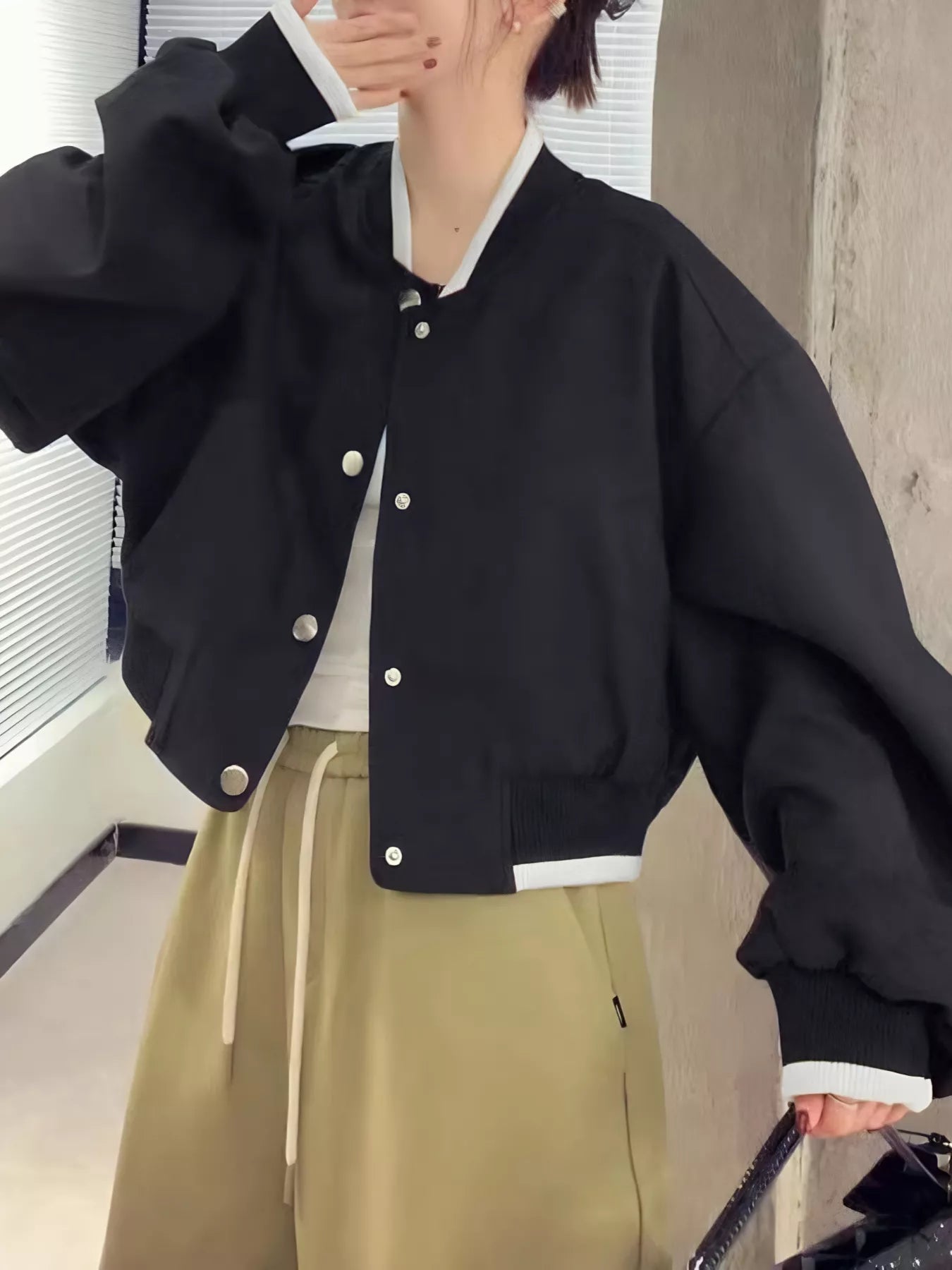 Casual Snap Down Cropped Jacket