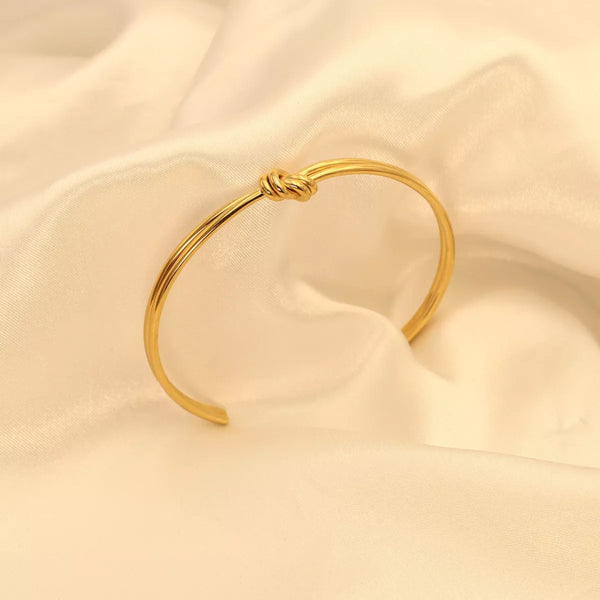 18K Gold Plated Knot Open Bracelet Stainless Steel Durable Accessory