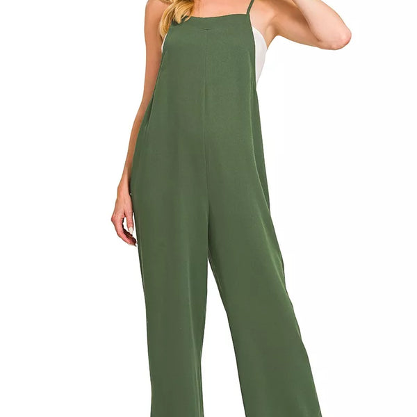 Zenana Rayon Woven Wide Leg Jumpsuit For Women Soft Draping And Flattering Silhouette