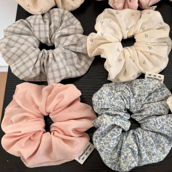 6 Piece Hair Scrunchie Set Polyester Imported One Size 5.5 Inch Soft