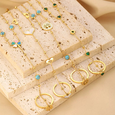 18K Gold-Plated Chain Bracelet With Rhinestones Stainless Steel Resin Imported