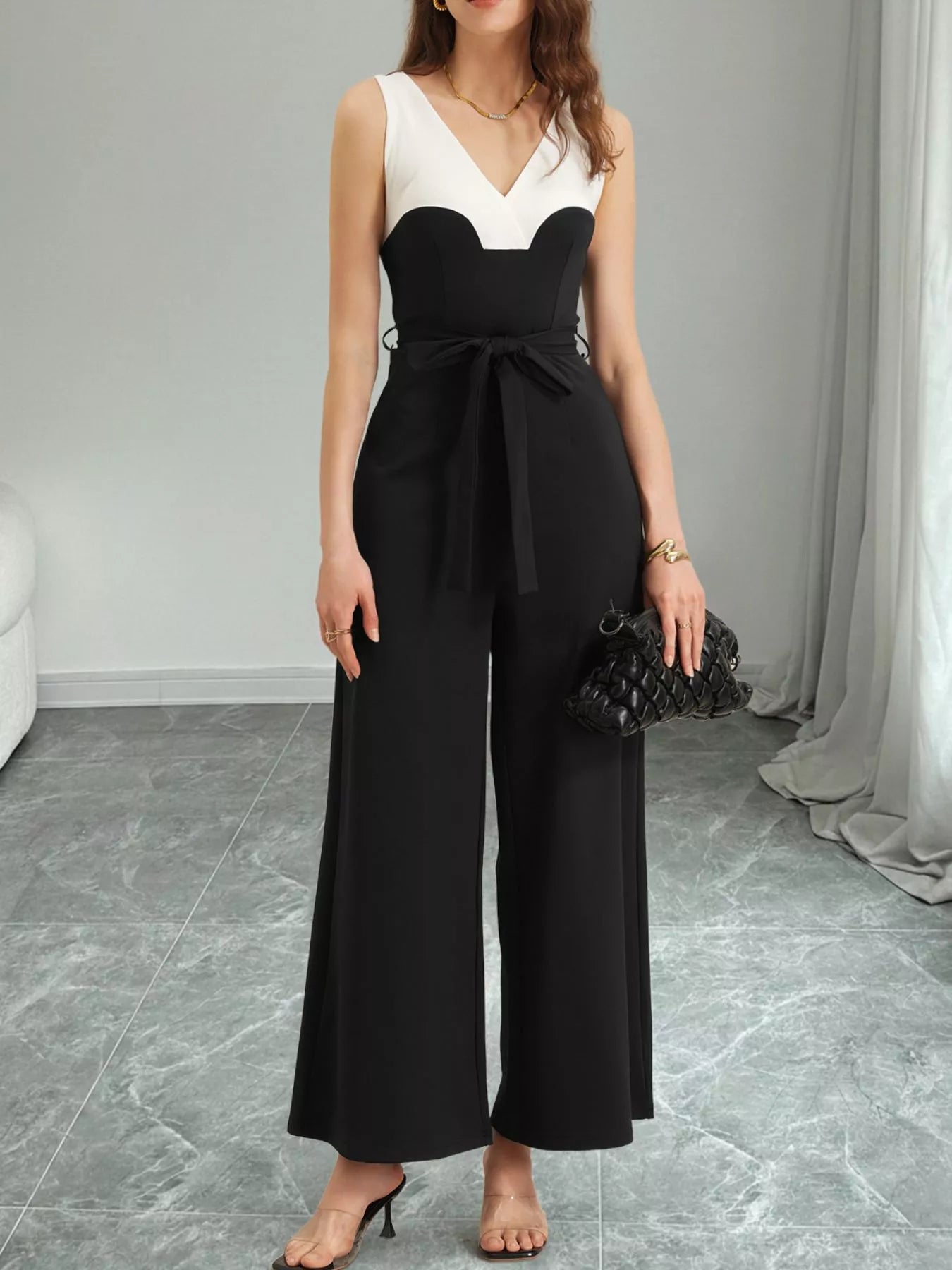 Color Block Wide Leg Jumpsuit