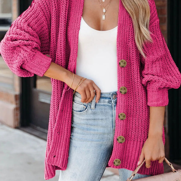 Chunky Knit Button-Down Cardigan