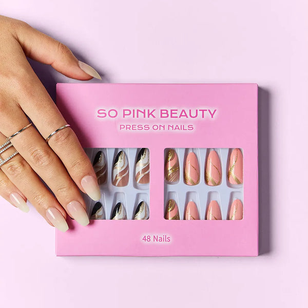 So Pink Beauty Press On Nails Two Pack With Glue For Easy Application