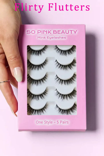 So Pink Beauty Mink Eyelashes 5 Pairs Natural Glamour Lashes