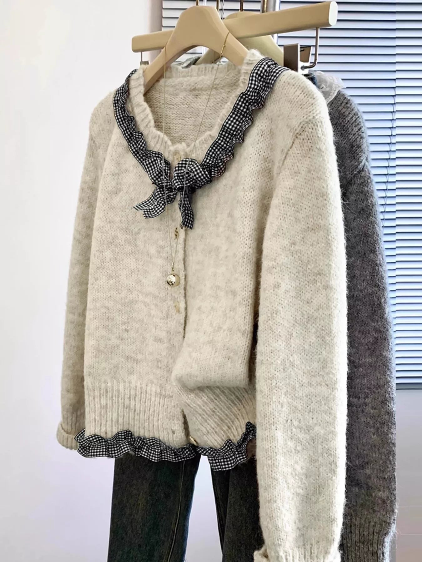 Ruffle Trim Button Up Cardigan