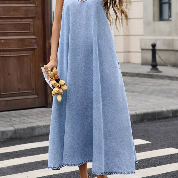 V-Neck Denim Cami Dress